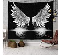 YlobdolY Black And White Tapestry Wall Hanging, Aesthetic Trippy Boho Psychedelic Funny Hippie Wall Tapestry Angel Wings Art Decor for Bedroom Living Room College Dorm,250×150 cm (100×60 inch)