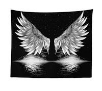 YlobdolY Black And White Tapestry Wall Hanging, Aesthetic Trippy Boho Psychedelic Funny Hippie Wall Tapestry Angel Wings Art Decor for Bedroom Living Room College Dorm,200×150 Cm (80×60 Inch)
