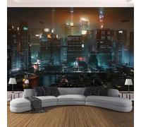 YlobdolY Extra Large Tapestry Wall Hanging Cyberpunk Future City, Novelty Fantasy Night View Wall Tapestry, Light Weight Fabric Art Decor for Bedroom Living Room College Dorm Outdoor G 300x180cm