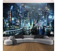 YlobdolY Extra Large Tapestry Wall Hanging Cyberpunk Future City, Novelty Fantasy Night View Wall Tapestry, Light Weight Fabric Art Decor for Bedroom Living Room College Dorm Outdoor E 250x150cm