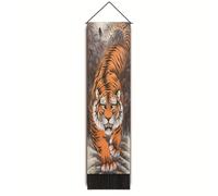 YlobdolY Long Vertical Scroll Art Decor Tapestry 130 x 32.5cm, Vintage Animal Tiger Painting Tapestry Wall Hanging with Tassel for Bedroom Living Room Home Decoration E