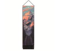 YlobdolY Long Vertical Scroll Art Decor Tapestry 130 x 32.5cm, Vintage Sunset Flying Whale Painting Tapestry Wall Hanging with Tassel for Bedroom Living Room Home Decoration A