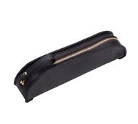 YlobdolY Portable Genuine Leather Pencil Case, Large Capacity Vintage Creative Pen Bag Holder Pouch with Metal Zipper Pocket for Adults Student Office College Middle School Black