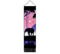YlobdolY Tapestry Wall Hanging 130 x 32.5cm, Vintage African Forest Animal Painting Long Vertical Scroll Art Decor Tapestry with Tassel for Bedroom Living Room Home Decoration C