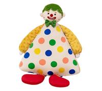 YLOEPI Jester Clown Plush Pillow, Soft Hugging Stuffed Animal Cushion with Green Hair & Polka Dots, 65x36cm Fun Fluffy Throw for Bedroom Sofa Decor, Unique Gift for Kids & Adults (White)