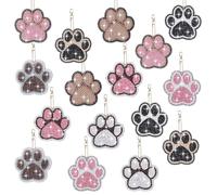 YLOLUL 16 Pcs Dog Paw Shaped Diamond Painting Keychains DIY Pet Paw Diamond Painting Keychain Kits Pasted Cat Dog Paw Painting Key Chains Pendant for Adults Kids Beginners Backpack Handbag Decoration
