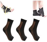 YLONGHG 3 Pairs Bamboo Compression Socks, Dr Sock Soothers Professional Anti-Fatigue Compression Socks, Pain Relief for Plantar Fasciitis for Women And Men,Brown,S/M