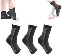 YLONGHG 3 Pairs Bamboo Compression Socks, Dr Sock Soothers Professional Anti-Fatigue Compression Socks, Pain Relief for Plantar Fasciitis for Women And Men,Black,S/M