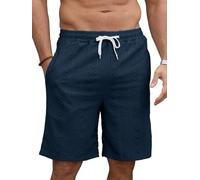 YloveM Mens Shorts for Men UK Chino Cargo Shorts Elasticated Waist Casual Work Short Drawstring with Pockets for Summer Navyblue XL