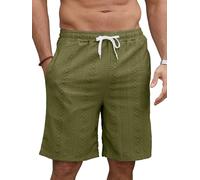 YloveM Mens Shorts for Men UK Chino Cargo Shorts Elasticated Waist Casual Work Short Drawstring with Pockets for Summer Green S