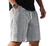 YloveM Mens Shorts for Men UK Chino Cargo Shorts Elasticated Waist Casual Work Short Drawstring with Pockets for Summer Gray M