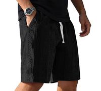 YloveM Mens Shorts for Men UK Chino Cargo Shorts Elasticated Waist Casual Work Short Drawstring with Pockets for Summer Black L