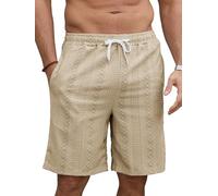 YloveM Mens Shorts for Men UK Chino Cargo Shorts Elasticated Waist Casual Work Short Drawstring with Pockets for Summer Khaki XL