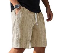 YloveM Mens Shorts for Men UK Chino Cargo Shorts Elasticated Waist Casual Work Short Drawstring with Pockets for Summer Khaki XXL