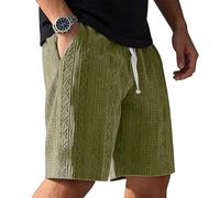 YloveM Mens Shorts for Men UK Chino Cargo Shorts Elasticated Waist Casual Work Short Drawstring with Pockets for Summer Green XL