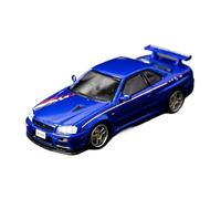 YLQERZ 1:64 Scale For Nissan SKYLINE R34 V-SPEC Die-Cast Car Model Miniature Collector's Edition For Vehicles Fans(Blue 2)
