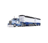 YLQERZ Die-cast 1:64 Scale For W900L Grain Double Dump Trailer Alloy Truck Model Hobby Collection For Vehicles Fans(Blue)