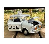 YLQERZ Scale Die-Cast Metal 1:18 For Cooper Morris 1300 White Alloy Model Police Car Decoration Collection Hobby For Vehicles Fans