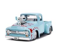 YLQERZ Scale Die-Cast Metal 1:24 For Chevrolet Pickup F100 Picku 1956 Truck Flame Paint Modified Car Alloy Car Imitation Real Vehicle For Vehicles Fans