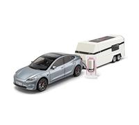 YLQERZ Scale Die-Cast Metal 1:24 For MODEL 3 Travel RV Trailer Alloy Model Diecasts Metal Casting Sound And Light Car Toys For Vehicles Fans(Grey)