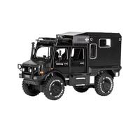 YLQERZ Scale Die-Cast Metal 1/28 For Unimog RV Model Off-road Police Car Simulation Alloy U5000 Ornaments Military Toy For Vehicles Fans(Black 1)