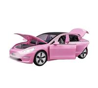 YLQERZ Scale Die-Cast Metal 1 32 Tesla X Alloy Car Model Die-casting Scale Car Model Boy Toy Sound And Light Pull Back For Vehicles Fans(MODEL 3 pink)