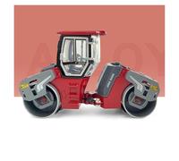 YLQERZ Scale Die-Cast Metal 1:60 For Alloy Double Steel Wheel Roller With Open Door Paving Machine Engineering Vehicle Model For Vehicles Fans(Red)