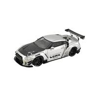 YLQERZ Scale Die-Cast Metal 1:64 For LB-WORKS GT-R R35 Tyoe 2 Resin Material Static Display Hobby Sports Car Model Silver For Vehicles Fans
