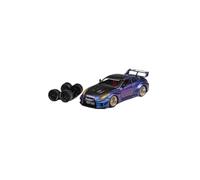 YLQERZ Scale Die-Cast Metal 1:64 For LBWK Wide Body Nissan GTR R35 Carbon Cover Color Change Purple Alloy Car Model For Vehicles Fans