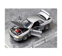 YLQERZ Scale Die-Cast Metal 1:64 For Nissan GT-R R32 S-Tune Skyline Alloy Full Opening Car Model With Display Stand For Vehicles Fans(Silver)