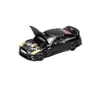 YLQERZ Scale Die-Cast Metal 1:64 For NISSAN GTR R35 Black Carbon Hood Openable Alloy Collectible Car Model For Vehicles Fans