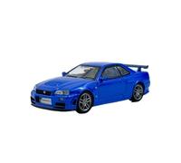 YLQERZ Scale Die-Cast Metal 1:64 For Nissan Nismo R34 GT-R Z-TUNE Blue Collection Hobby Display Alloy Car Model For Vehicles Fans