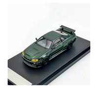YLQERZ Scale Die-Cast Metal 1:64 For Nissan Skyline GT-R R34 NISMO CRS VER Openable Collection Display Alloy Car Model For Vehicles Fans(Green)