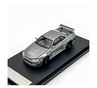 YLQERZ Scale Die-Cast Metal 1:64 For Nissan Skyline GT-R R34 NISMO CRS VER Openable Collection Display Alloy Car Model For Vehicles Fans(Grey)