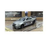 YLQERZ Scale Die-Cast Metal 1:64 For Nissan SKYLINE R34 Z-TUNE Silver Resin Car Model Adult Hobby Souvenir For Collectors For Vehicles Fans