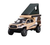 YLQERZ Scale Die-Cast Metal 1:64 For Toyota Tacoma Off-road Camping Edition Alloy Car Model Collection With Display Stand For Vehicles Fans(Earth color pulling)