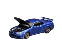 YLQERZ Scale Die-Cast Metal 1:64 Nissan Skyline GT-R R34 NISMO Red Alloy Car Model With Openable Hood Adult Toy For Vehicles Fans(Blue)
