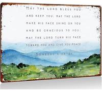 YLQUXEUV Numbers 6 24 26 Blessing Metal Tin Sign May the Lord Keep You Scripture Wall-Art for Living Room Decor 8 X 12 in