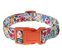 YLrank Dog Collars with Floral Flower Patterns - Soft Adjustable Dog Collars for Small Medium Large Dogs - Cute Design for Boys Girls Male Female Dogs(Red Yellow Floral,S)