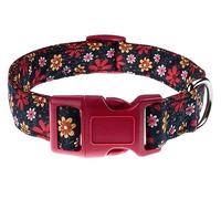 YLrank Dog Collars with Floral Flower Watermelon Patterns - Soft Adjustable Fancy Floral Dog Collars for Small Medium Large Dogs - Cute Design for Boys Girls Male Female Dog Pet Collar(Red Floral,S)