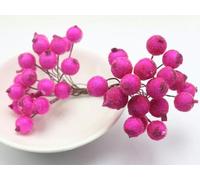 YLREAN 40pcs Artificial Holly Berries Faux Flower Decoration Mini Christmas Frosted-Hot Pink