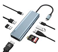 YLSCI 9 in 1 USB C Hub, USB C Docking Station with HDMI 4K, USB 3.0, USB 2.0, USB C, 100W PD, SD/TF, USB C Docking Station for MacBook Pro/Air, Surface Pro/Go