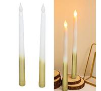 YLSZHY 2Pcs Flameless Candles, Tall LED Lighted Candles Lamp, Battery Operated Decorative LED Candle Lights for Halloween Christmas Wedding Party Decor(half spray gold)