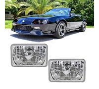 YLT AUTO Chrome Crystal Semi-Sealed Headlights 4 x 6 Inch Glass Lens H4 HID LED Halogen High and Low Beam Replacement Kit (Pair)