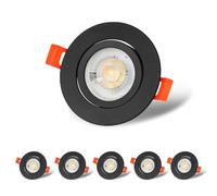YLTLINK Adjustable Ceiling Spotlights,LED Downlights 6 Pack,IP44 Waterproof Recessed Ceiling Lights with Dimmable GU10 Bulbs,7W,Color Changing Downlight for Kitchen Bathroom Bedroom Hallway, Black