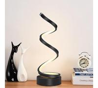 YLTLINK Black Bedside Table Lamps for Bedroom Livingroom,Dimmable Spiral Lamp,Warm Lamp Desk Light 3000K,Decorative Lighting Fixtures for Home Office,Nightstand,Side Table End,Modern,Minimalist,12W