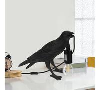 YLTLINK Small Crow Lamp,Animal Table Lamp for Bedroom Office Living Room Office, Black Bird Desk Light Decorative Lighting,Gothic Raven,Button Switch,E14 Bulb Not Included