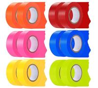 YLTOLOO 12 Pack Flagging Tape 6 Assorted Colors, Non-Adhesive Plastic Ribbon Neon Tapes, 0.78”x1200’ Marking Tape for Boundaries and Hazardous Areas, Tree Marking, Hunting, Trail Marking