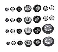 YLtremker Technik Wheels Replacement Parts Set, 26 Pieces Technology Tyres and Axle Set Clamping Blocks Kit Technic Replacement Parts