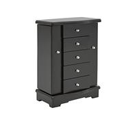 Ylu Yni Black Jewellery Box for Women, Wooden Jewelry Organizer Large Storage with Mirror, 4 Drawers, for Rings, Earrings, Necklaces, Gifts for Girls